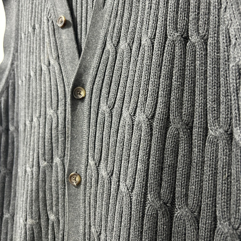 Nautica Men's Button-Up Sweater Vest Size XL Gray Knit 100% Cotton Grandpa Core - Picture 4 of 8